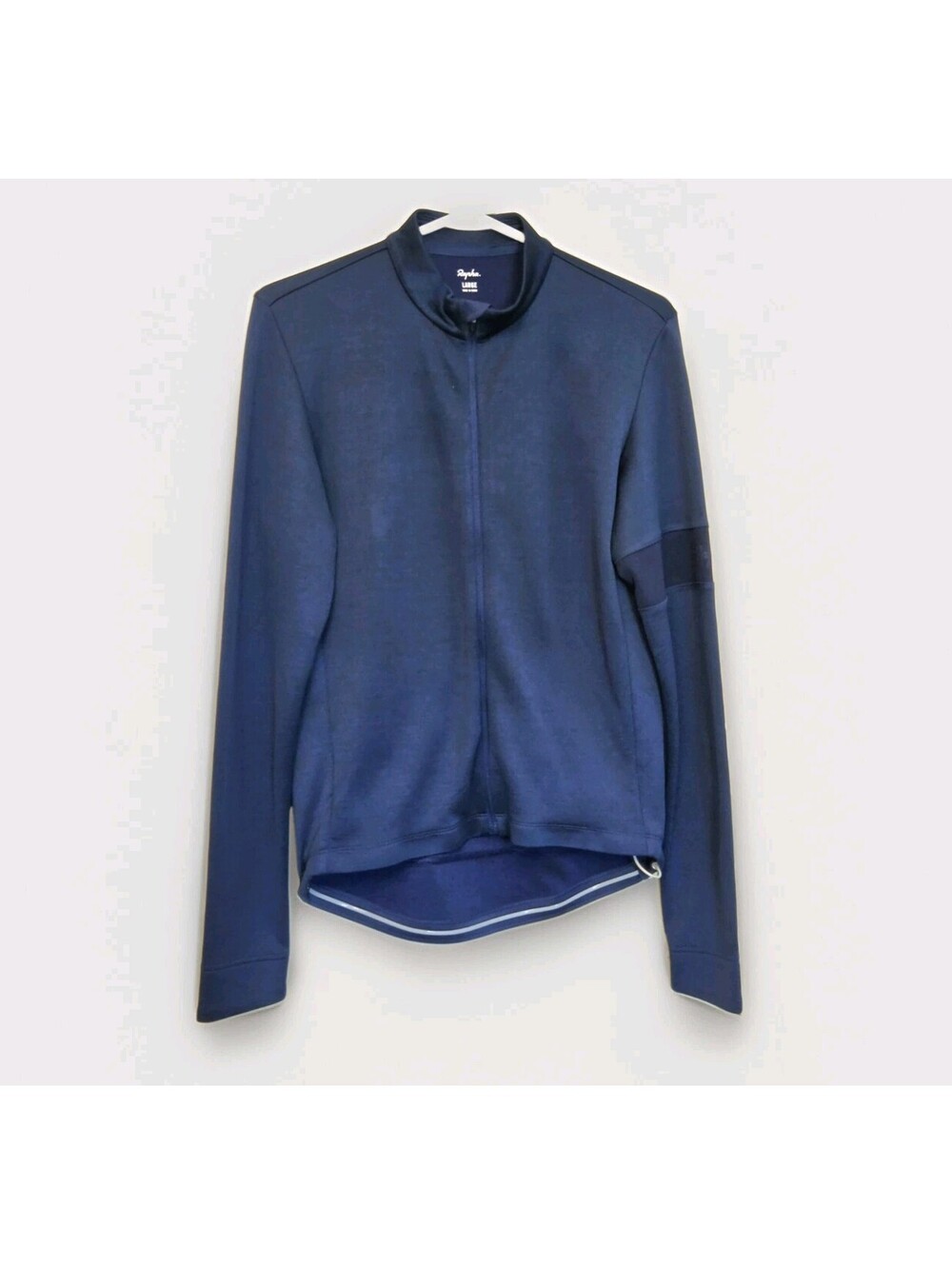 Rapha Men's Cycling Jersey Full Zip Long Sleeve Pockets Navy Size L Wool Blend